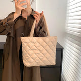 Quilted Shoulder Bag Winter Handbag Tote Large Capacity Shopping Purse