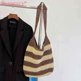 Straw Weave Hollow Shoulder Bag Large Capacity for Beach Vacation