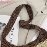 Straw Weave Hollow Shoulder Bag Large Capacity for Beach Vacation