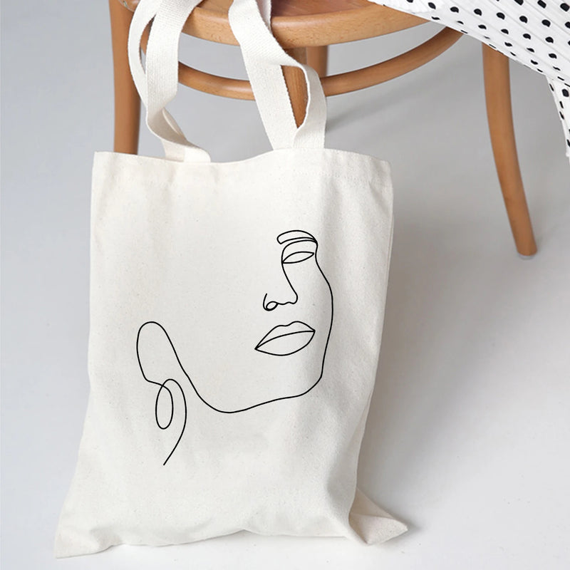Women Shoulder Bag University Canvas Harajuku Vintage Print Tote Bag