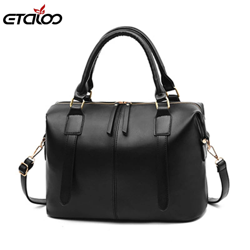 Vintage Leather Shoulder Bag Women Handbag Rivet Doctor Bag Totes