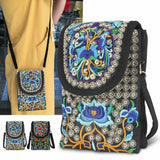 Ethnic Style Floral Embroidered Canvas Shoulder Bag Retro Handbag