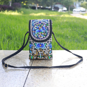 Ethnic Style Floral Embroidered Canvas Shoulder Bag Retro Handbag