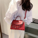 Women Shoulder Bag Handbags Ins Style Red Leather Small Crossbody Bags