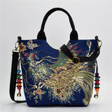 Ethnic Style Peacock Embroidery Shoulder Bag Retro Handbag