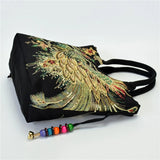 Ethnic Style Peacock Embroidery Shoulder Bag Retro Handbag