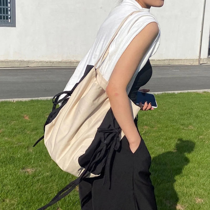 Women Shoulder Bag Ladylike Bow Nylon Tote Bag Handbags
