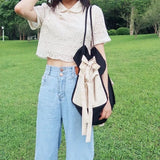 Women Shoulder Bag Ladylike Bow Nylon Tote Bag Handbags