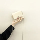 Women Shoulder Bag Solid High Leather Metal Chain Messenger Bag Evening Bag