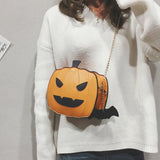 Women Shoulder Bag Leather Creativity Halloween Easter Pumpkin Lamp Handbags