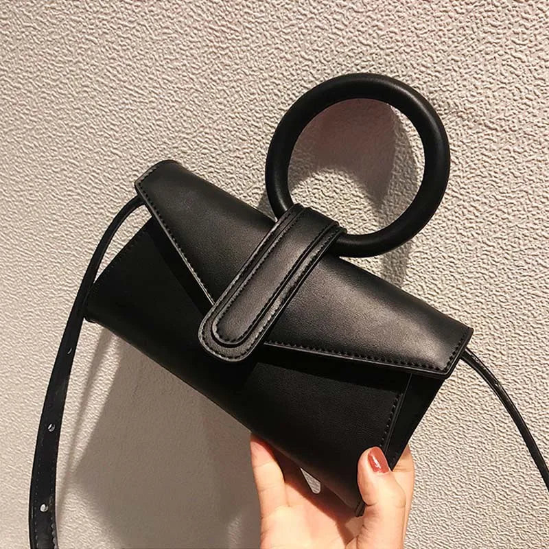 Women Shoulder Bag Leather Waist Bag Round Crossbody Pack Small Tote