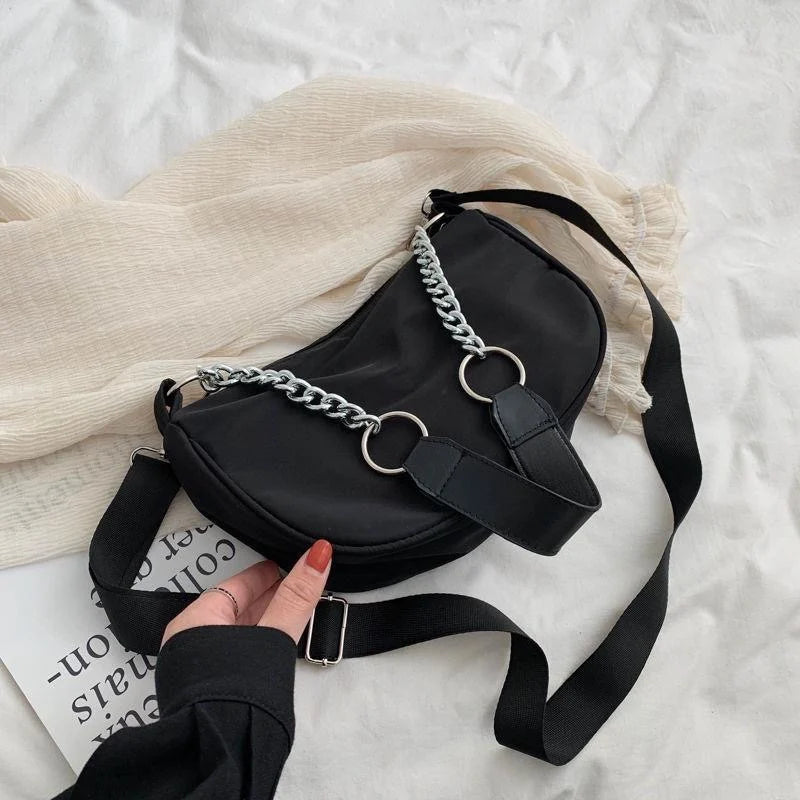 Retro Shoulder Bag Nylon Chain Shopping Purse