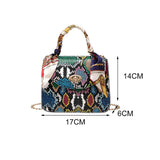 Women Shoulder Bag Snakeskin Scarf Handbag Small Square Bag Chain Handbag