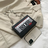 Funny Cartoon Tape Recorder Shoulder Bag PU Leather Crossbody Clutch