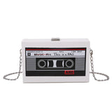 Funny Cartoon Tape Recorder Shoulder Bag PU Leather Crossbody Clutch