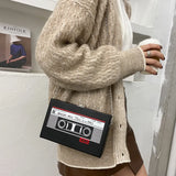 Funny Cartoon Tape Recorder Shoulder Bag PU Leather Crossbody Clutch