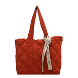 Women Shoulder Bag Nylon Solid Colors Checkered Pattern Large Capacity Handbag