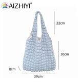 Pleated Shoulder Handbag Large Capacity Clutch Bubble Soft for Travel