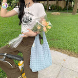 Pleated Shoulder Handbag Large Capacity Clutch Bubble Soft for Travel