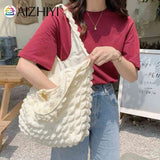 Pleated Shoulder Handbag Large Capacity Clutch Bubble Soft for Travel