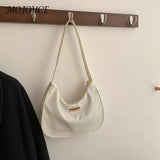 Retro Solid Shoulder Bag Zipper Messenger All-Match Phone Crescent Bags
