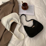 Retro Solid Shoulder Bag Zipper Messenger All-Match Phone Crescent Bags