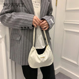 Retro Solid Shoulder Bag Zipper Messenger All-Match Phone Crescent Bags