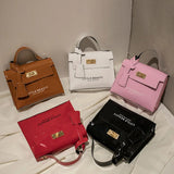 Women Shoulder Bag Silky Surface Portable Handbag Leather Pink Red Small