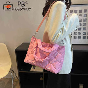Winter Women Shoulder Bag Nylon Cotton-Padded Down Tote