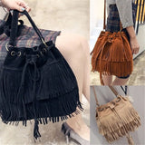 Women Shoulder Bag Solid Tassels Cross Body Bag Tassel Fringe Handbag