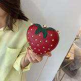 Red Strawberry Clutches Bag Women Chain Crossbody Bag