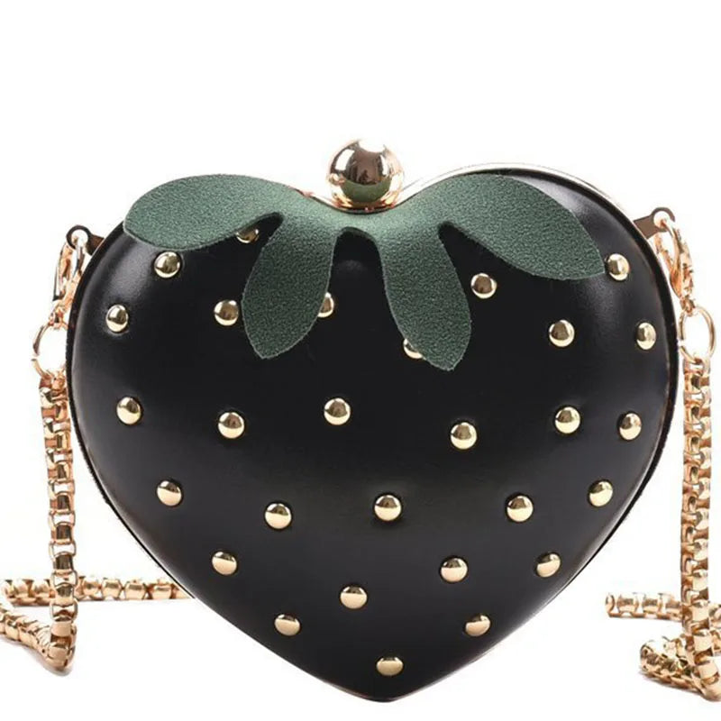 Red Strawberry Clutches Bag Women Chain Crossbody Bag