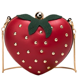 Red Strawberry Clutches Bag Women Chain Crossbody Bag