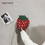 Strawberry Shape Shoulder Bag PU Leather Crossbody Chain Girls Purse Handbag