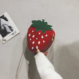 Strawberry Shape Shoulder Bag Chain Crossbody Girls Purses Handbag