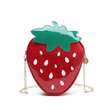 Strawberry Shape Shoulder Bag Pu Leather Chain Crossbody Bag