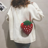 Strawberry Shape Shoulder Bag Chain Crossbody Fruit Purses Handbag