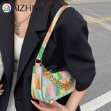 Colorful Triangle Printed Small Shoulder Bag with Thick Chain for Travel