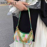 Colorful Triangle Printed Shoulder Bag with Thick Chain for Travel