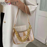Colorful Triangle Printed Shoulder Bag with Thick Chain for Travel