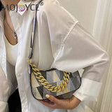 Colorful Triangle Printed Shoulder Bag with Thick Chain for Travel