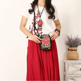 Women Shoulder Bag Vintage Floral Embroidered Crossbody Zip Bag