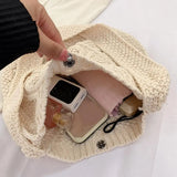 Crochet Crossbody Bag Twist Pattern Large Capacity Tote Bag