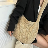 Crochet Crossbody Bag Twist Pattern Large Capacity Tote Bag