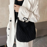 Crochet Crossbody Bag Twist Pattern Large Capacity Tote Bag