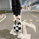 Plush Checkered Crossbody Bag for Shopping