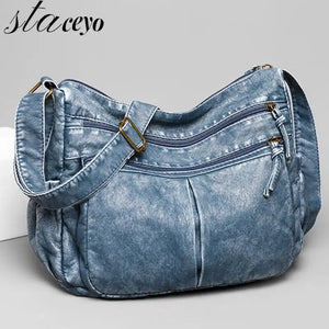 Women Shoulder Bag Washed Leather Handbags Vintage Shoulder Crossbody