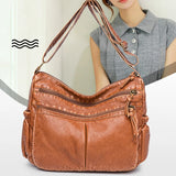 Women Shoulder Bag Washed Leather Handbags Vintage Shoulder Crossbody