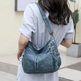 Women Shoulder Bag Washed Leather Handbags Vintage Shoulder Crossbody