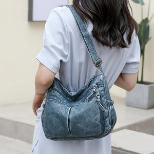 Women Shoulder Bag Vintage Crossbody Messenger Pack Brown